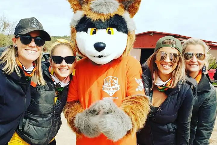 Sunny the Desert Wolf with adventurous guests