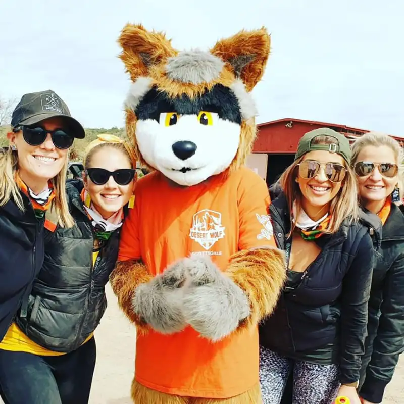Sunny the Desert Wolf with adventurous guests